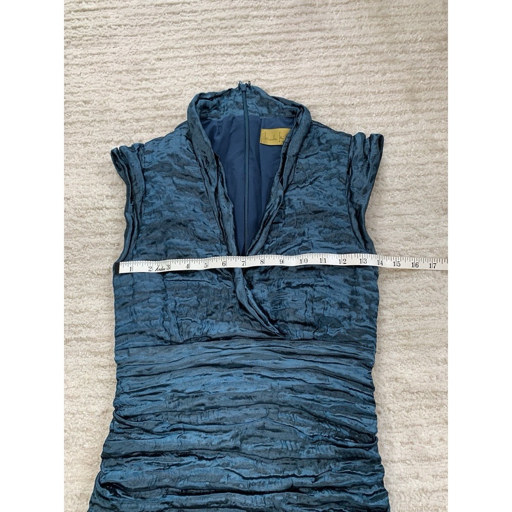 Vintage Y2K 90's Nicole Miller Gold Label Blue Rushed Dress Size 6 USA $450 - Picture 12 of 16